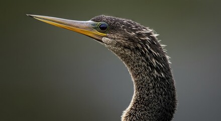 Wild anhinga bird drying wings by the water, also called snakebird, perfect for wetland, wildlife, and aquatic nature themes.