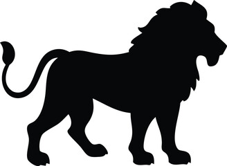 Majestic lion silhouette standing in profile view