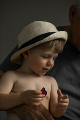 Portrait of Grandfather and Grandson in Soft Natural Light