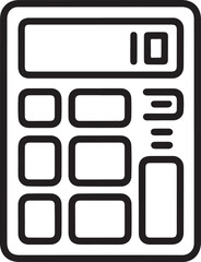 Black Outline Calculator Icon with Display and Buttons