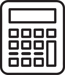 Calculator icon with display and buttons on white background Keywords: calculator, math