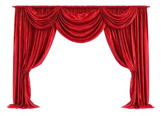 Rich red stage curtains, draped in folds