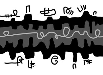 Minimal abstract image for modern interior. The picture is painted by hand on a tablet.