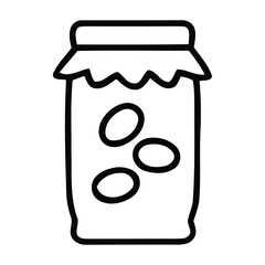 Outline Drawing of a Jar Filled with Olives on White Background, in jar, container, olives, food, preserved, pickled, vector illustration.