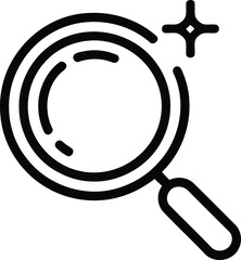 Magnifying glass icon with sparkle on white background Keywords: magnifying glass, search, find