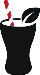 Vegan drink cup silhouette vector