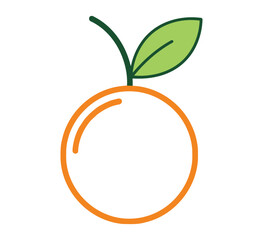 Orange fruit illustration with a green leaf