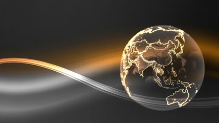 Glowing earth globe with continents abstract design element technology background