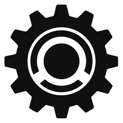 Settings gear vector clean black silhouette design white background
