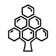 Obraz premium Stylized Black and White Line Art of a Honeycomb Structure on a White Background, hexagon, vector illustration.