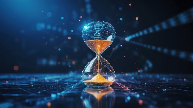 Hourglass with DNA time running out science and technology concept futuristic - Powered by Adobe