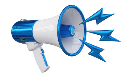 Isolated megaphone with stylized sound waves, communication promotion and broadcast object