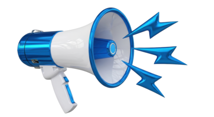 Isolated megaphone with stylized sound waves, communication promotion and broadcast object
