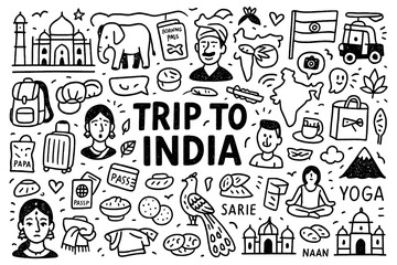 travel doodle composition with sri lanka culture icons and traditional holiday elements, Transparent Background