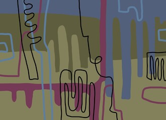 Minimal abstract image for modern interior. The picture is painted by hand on a tablet.