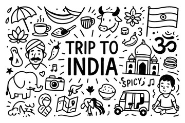 travel doodle composition with sri lanka culture icons and traditional holiday elements, Transparent Background