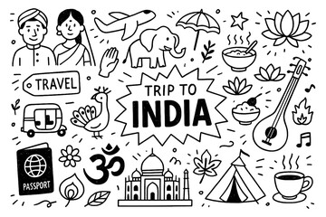travel doodle composition with sri lanka culture icons and traditional holiday elements, Transparent Background