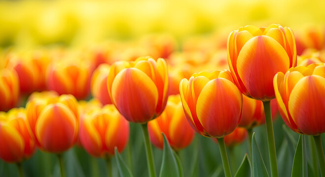 Vibrant Orange and Yellow Tulips Field orange tulips