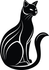 Elegant Cat Silhouette Logo Vector