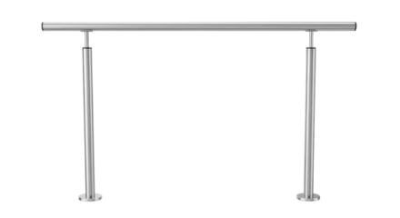 Isolated stainless-steel handrail section for interior design, architecture, or barrier needs