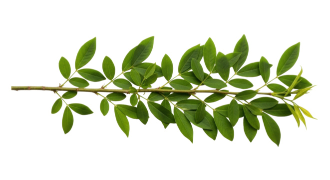 Isolated branch with green leaves suitable for a nature or botanical themed design project