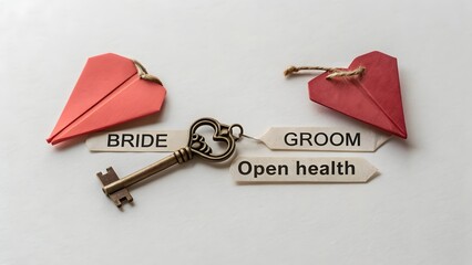 Wedding Decorations Featuring Symbols of Love and Health With Heart-Shaped Paper Items