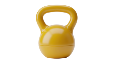 Isolated golden kettlebell on a neutral background for strength training or crossfit studio