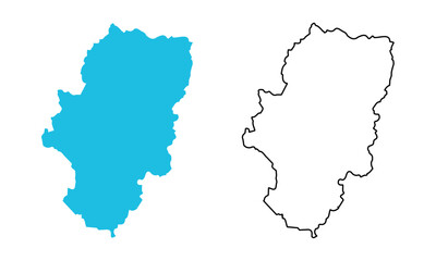 map of Aragon autonomous community of Spain. Map with detailed outlines and blue silhouettes