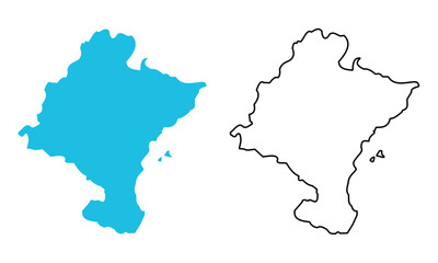 Obraz premium map of Navarre autonomous community of Spain. Map with detailed outlines and blue silhouettes