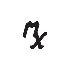 Initial Bold Logo Unique minimalist overlaping MX Monogram Simple Design Alphabet