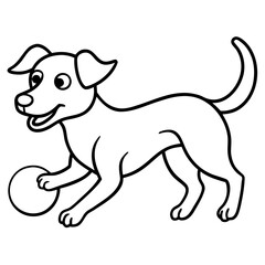 Happy Puppy Playing with Ball Vector