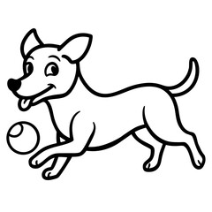 Happy Puppy Playing with Ball Vector