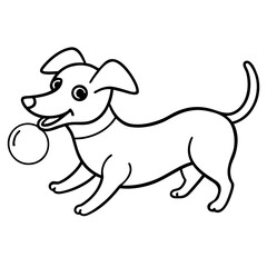 Happy Puppy Playing with Ball Vector
