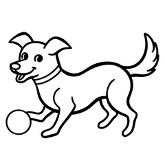 Happy Puppy Playing with Ball Vector