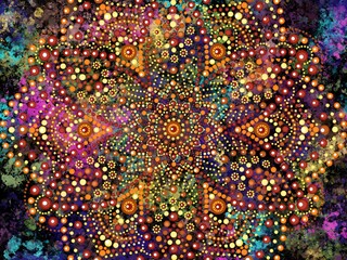 Beautiful colorful wallpaper background print with mandala bright art decor design	