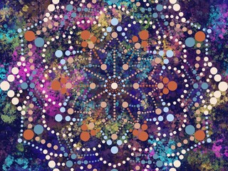 Beautiful colorful wallpaper background print with mandala bright art decor design	