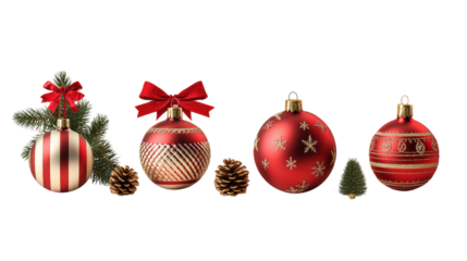 Christmas Ornaments Pinecones Fir Tree isolated on a transparent background