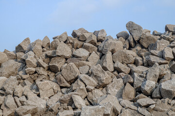 Piles of stone construction materials ready to be used for construction projects