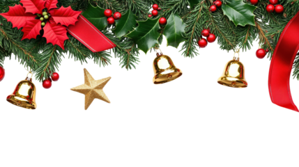 Christmas Tree Garland With Bells And Star isolated on a transparent background
