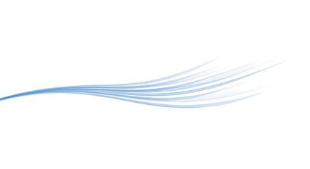 Translucent Blue Streaks Flowing Across a Pristine White Canvas, Evoking Lightness, Air, and a Sense of Calm Motion in an Abstract Composition.