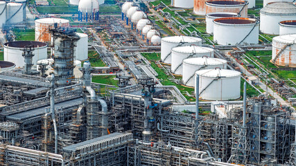 Aerial view of petrochemical plant.
