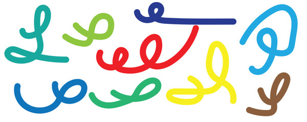 Colorful abstract scribbles and doodles isolated on transparent background