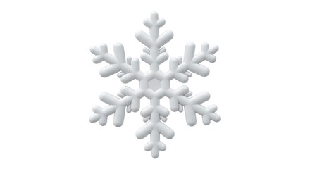 Isolated 3D snowflake with smooth surface, winter holiday decoration, six sided, snow flake