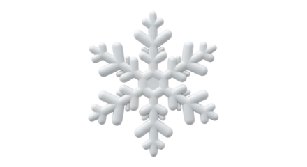 Isolated 3D snowflake with smooth surface, winter holiday decoration, six sided, snow flake