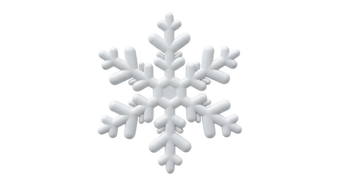 Isolated 3D snowflake with smooth surface, winter holiday decoration, six sided, snow flake