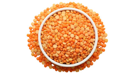 Isolated Red Lentils in Bowl Ready for Cooking, Vegan Protein for Soups and Side Dishes