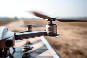 Drone Propeller in Motion Against Open Sky Background
