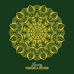 Elegant Golden Mandala Design on Dark Green Background for Creative Projects