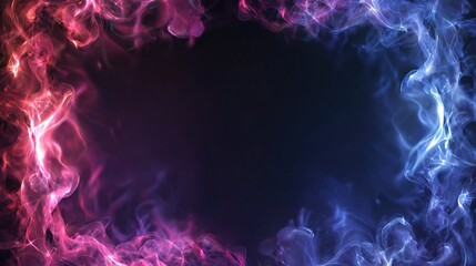 Obraz premium Colorful smoke frame. Pink and blue waves with space for text or images