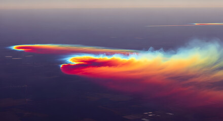 Colorful Chemical Fire Explosion in Sky with Bright Flames and Smoke
